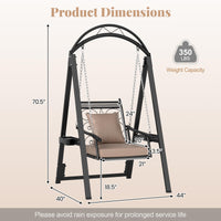 Balancelle de patio extérieure Tangkula avec cadre métallique robuste, coussins amovibles et tables d'appoint