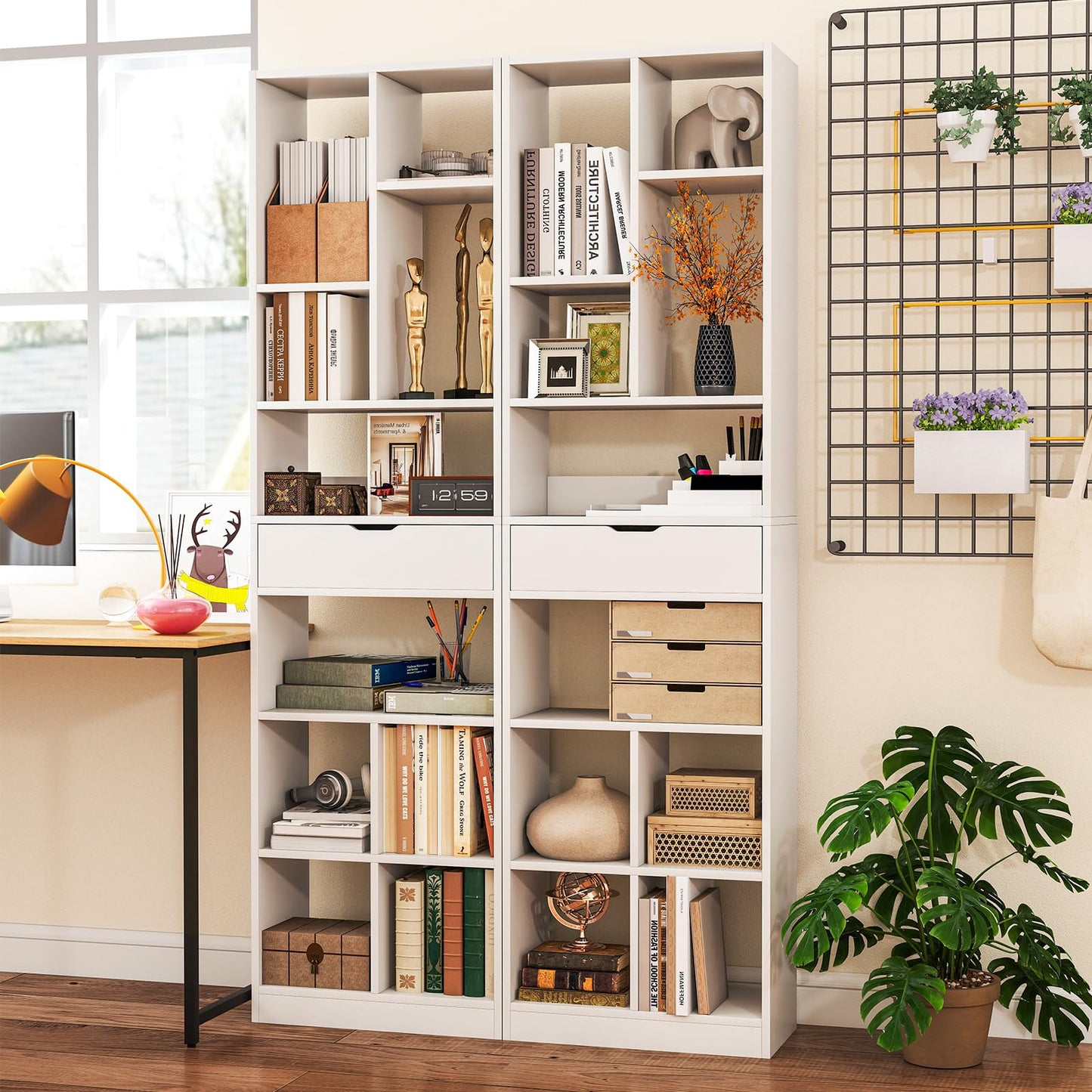 Tangkula 71” Tall Bookcase with Drawer Modern Bookshelf(1/2)