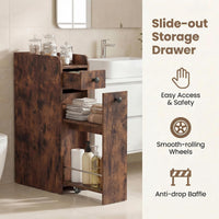 Tangkula Slim Bathroom Storage Cabinet | 4-Tier Narrow Small Side Storage Cabinet Next to Toilet