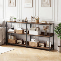 Tangkula 3-Tier Bookshelf with Wooden Shelves and Metal Frame