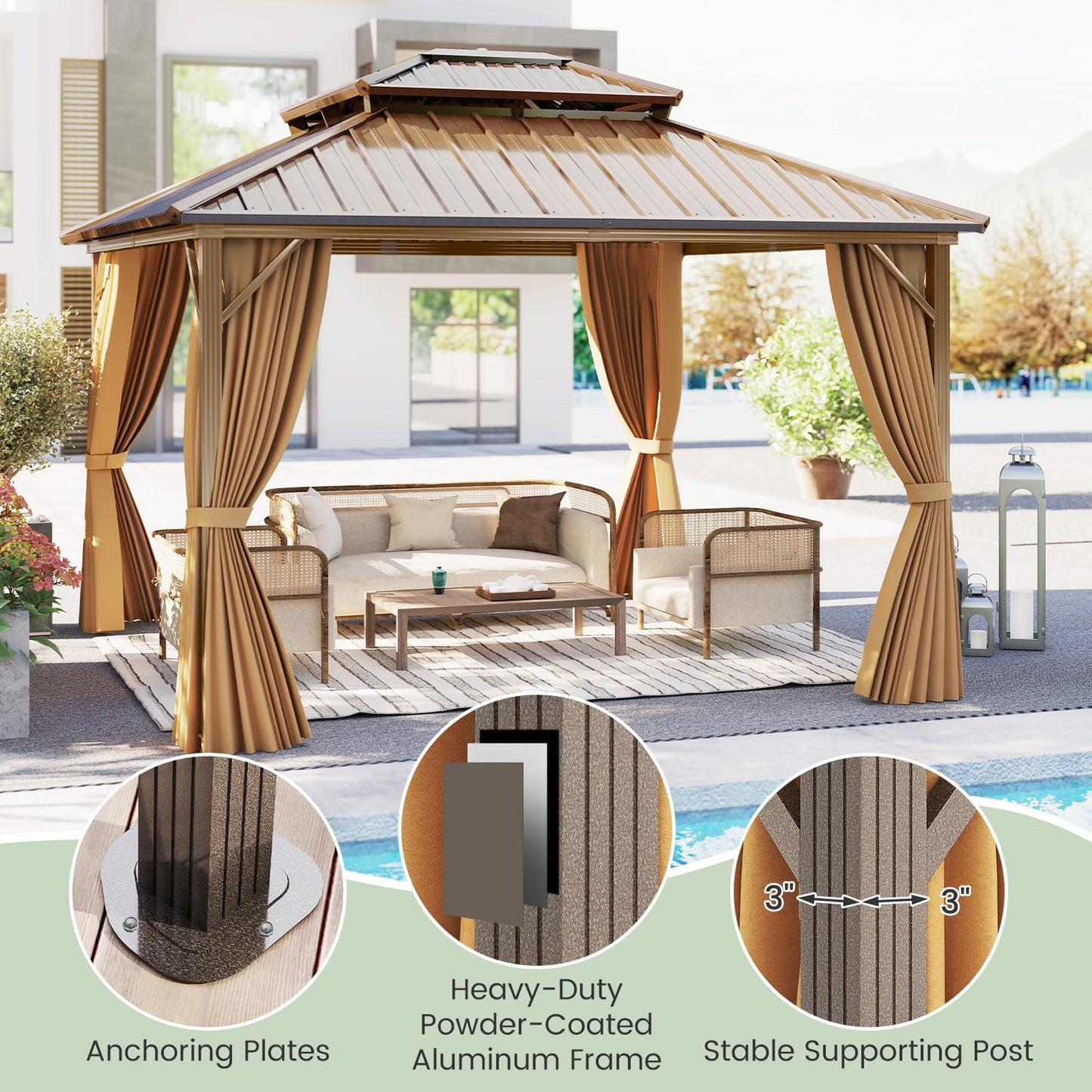 Tangkula 12x12 FT Hardtop Gazebo for Patio Garden Deck