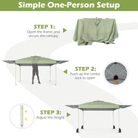 Tangkula 10x17 Ft Pop Up Canopy with Center Lock & 2 Adjustable Awnings