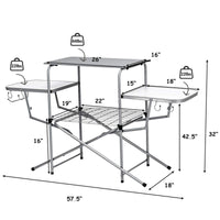 Folding Grill Table, Aluminum Camping Kitchen Table with Cook Station,