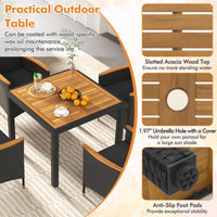Tangkula 5 Pieces Patio Dining Table Set for 4 with Umbrella Hole