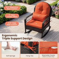 Tangkula Outdoor Wicker Rocking Chair w/Soft Cushions
