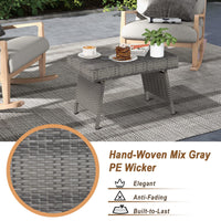 Outdoor Folding Rattan Side Table, Grey - Tangkula