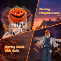 Tangkula 5.3 FT Animated Halloween Standing Pumpkin with Shovel Decorations