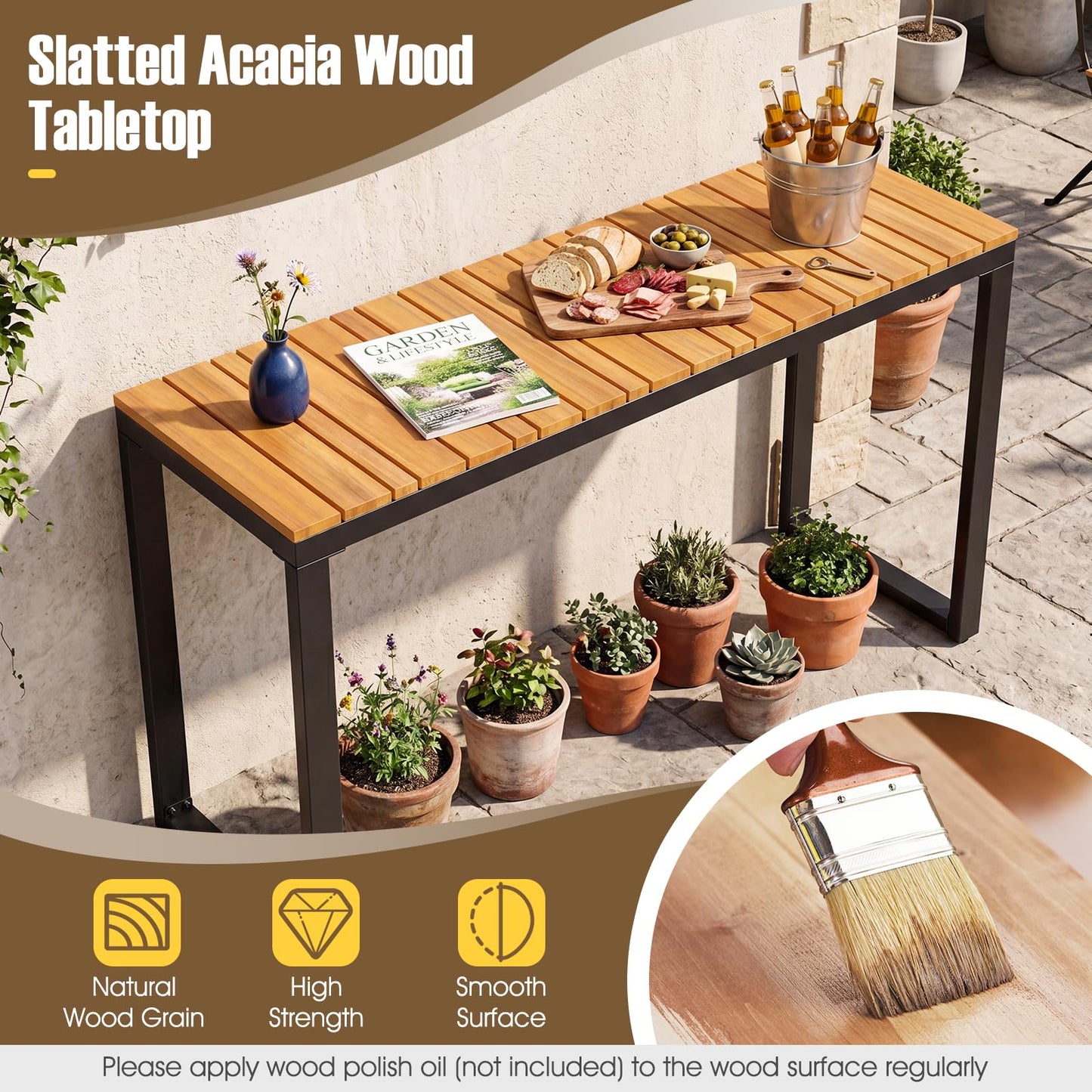 Tangkula Outdoor Console Table for Small Space