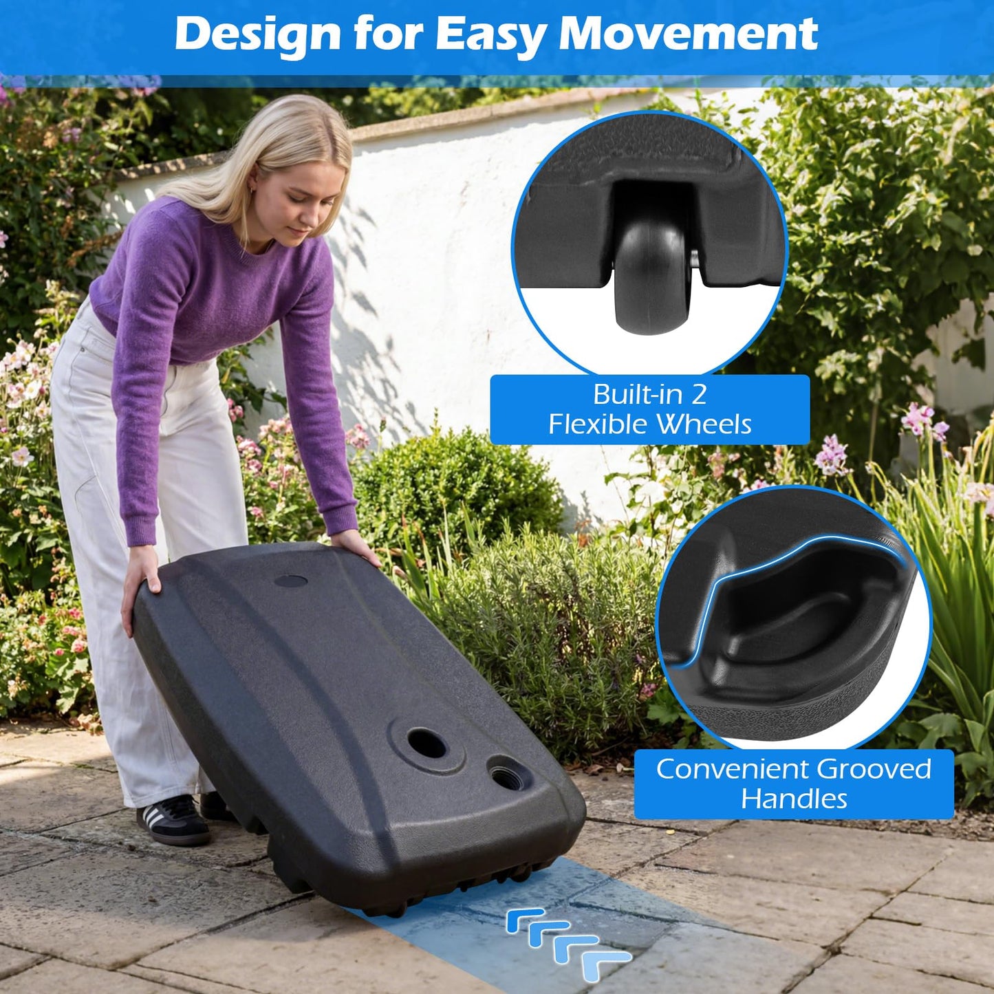 Tangkula 225 Lbs Cantilever Umbrella Base with 2 Wheels