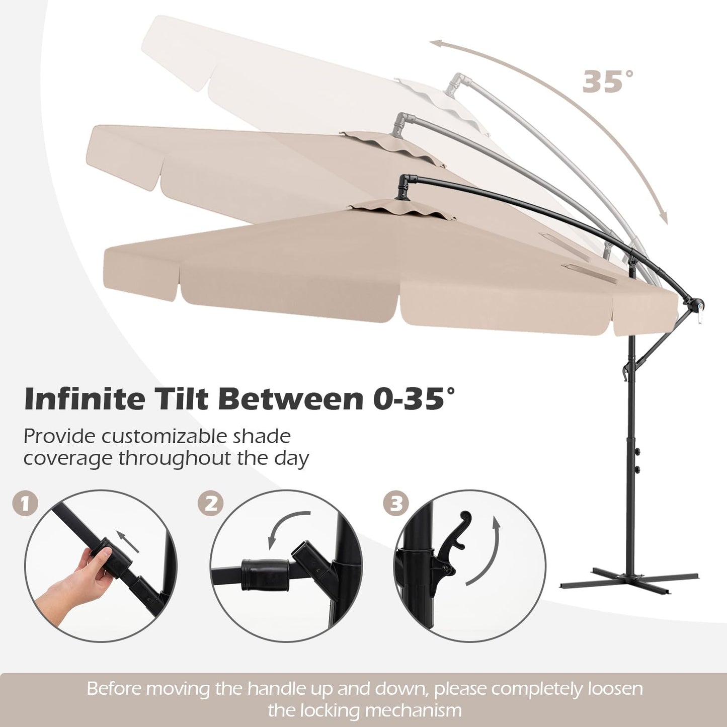 Tangkula 10FT Offset Hanging Umbrella with Cover