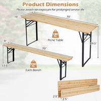Tangkula 3 Piece Folding Picnic Table with 2 Benches
