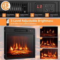 Tangkula Electric Fireplace TV Stand, Electric Fireplace Mantel with 16-Color Led Lights