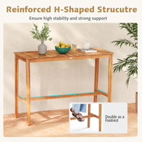Tangkula Patio Bar Table 54” x 22” Acacia Wood Counter Height Table