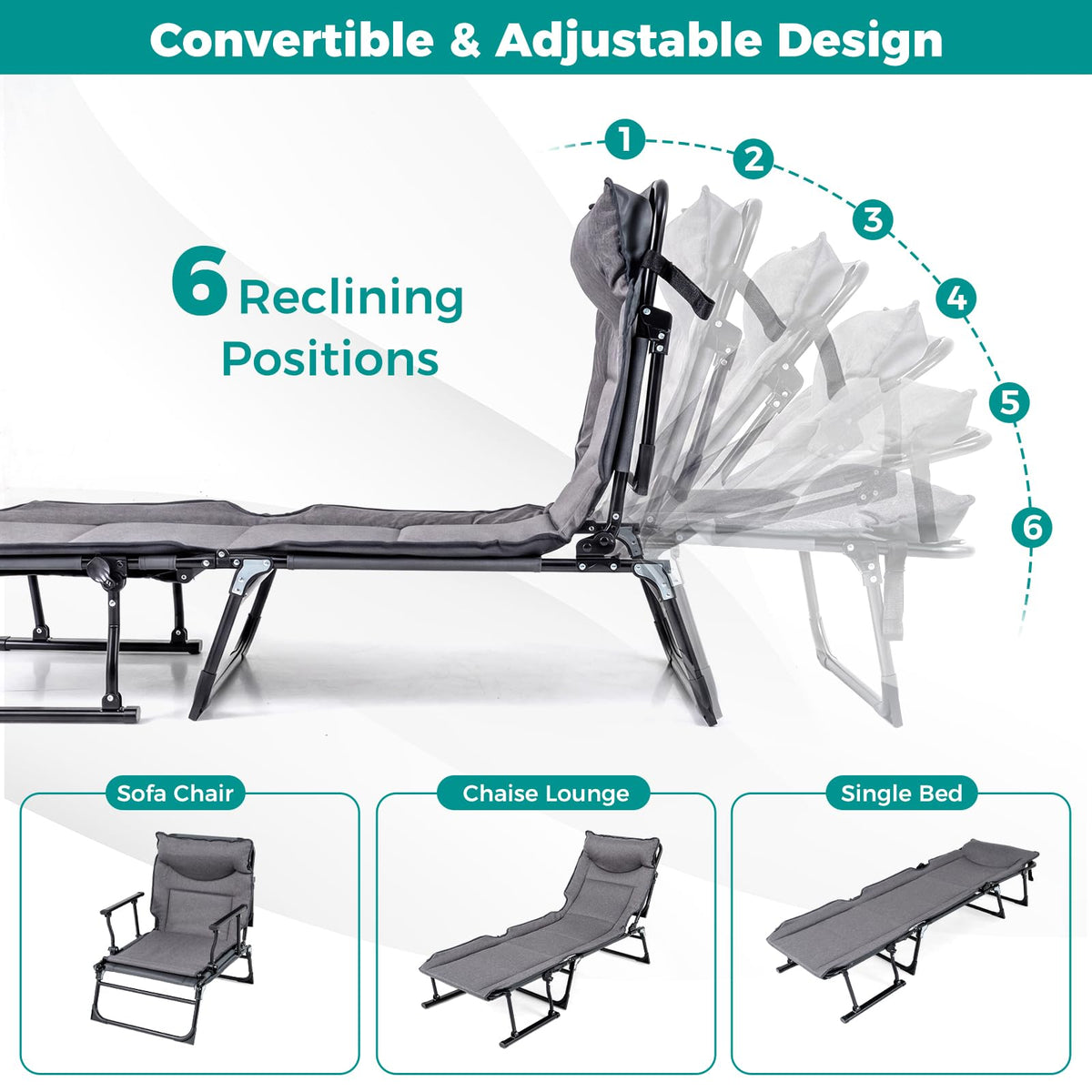 Tangkula 3 in 1 Lounge Chair Outdoor with Cushion