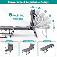 Tangkula 3 in 1 Lounge Chair Outdoor with Cushion