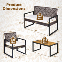 Tangkula 4-Piece Patio Conversation Set w/2 Single Chairs