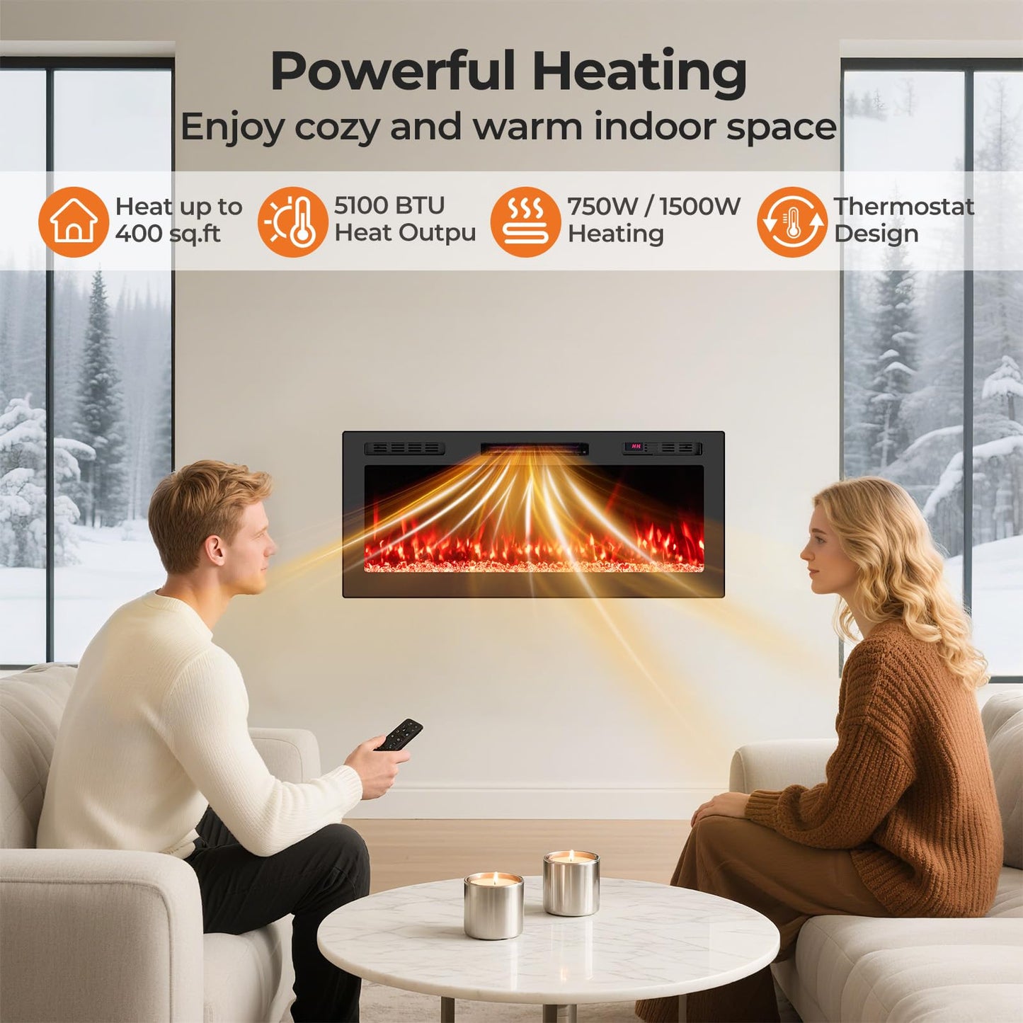 Tangkula 42” Wi-Fi Enabled Electric Fireplace