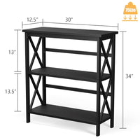 Tangkula 3-Tier Bookcase and Bookshelf, Wooden Open Shelf Bookcase, X-Design Etagere Bookshelf for Home Living Room Office