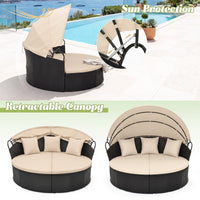 Tangkula Outdoor Patio Round Daybed with Retractable Canopy