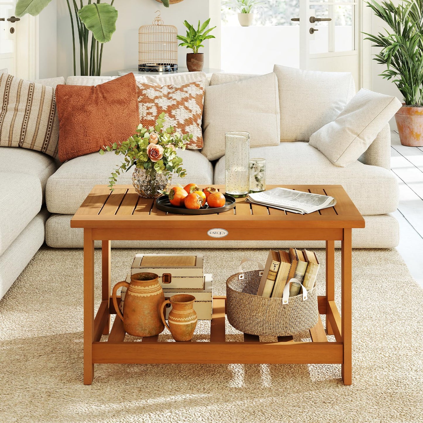 Tangkula Table basse d'extérieur en bois d'acacia
