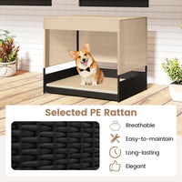 Tangkula Elevated Wicker Dog House for Small to Medium Breeds