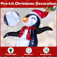 Décoration de Noël Tangkula Scène de toboggan Pingouin illuminé 1,20 m