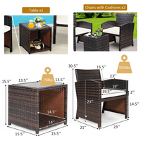 Tangkula 5 Pieces Patio Rattan Furniture Set, Outdoor Conversation Set