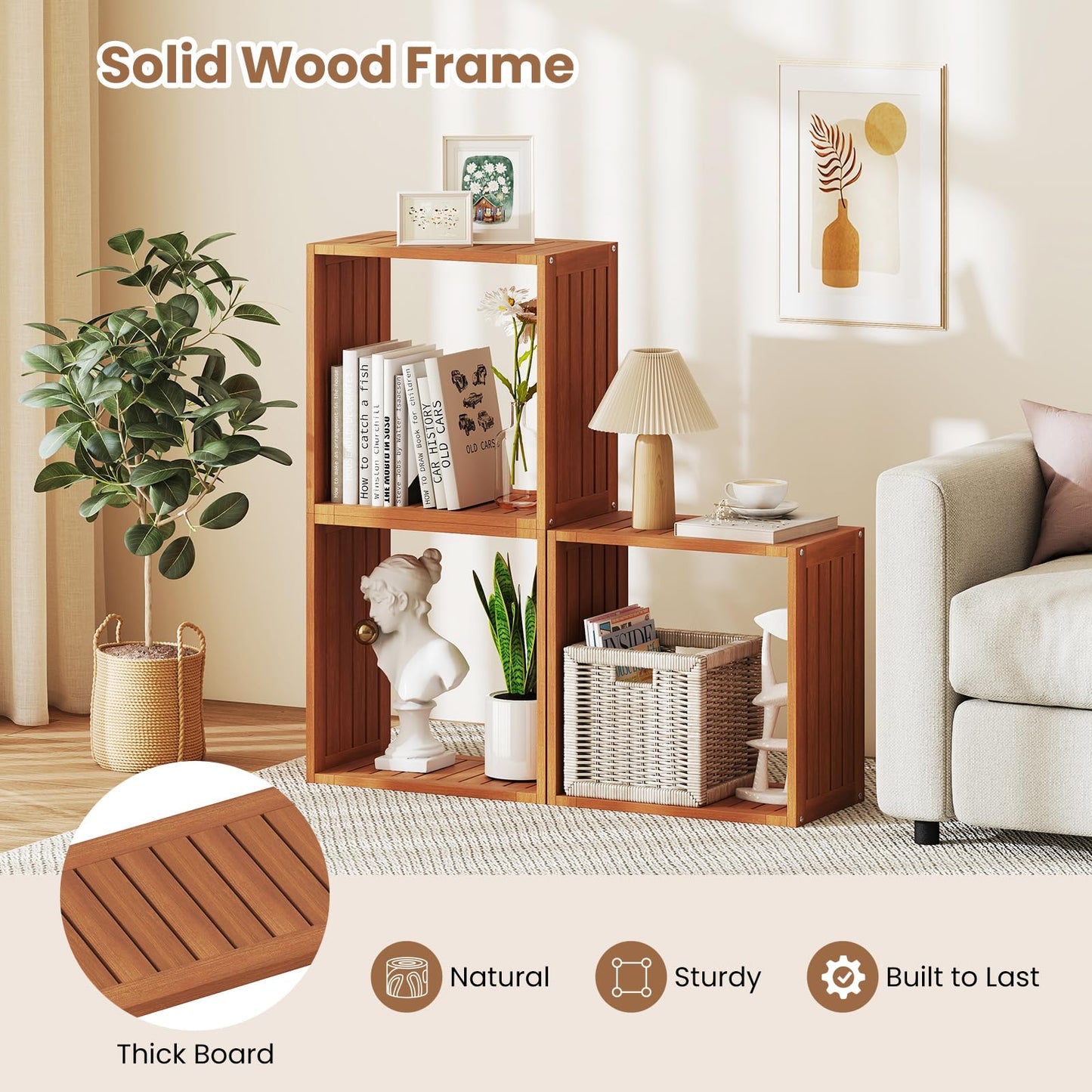 Tangkula 3/6 Cube Storage Organizers Stackable Bookcase Shelves(1/2)