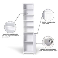 Tangkula 72" Bathroom Tall Storage Cabinet with Adjustable Shelves & Cupboard