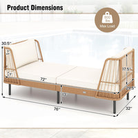Tangkula Patio Wicker Daybed with Seat & Back Cushions