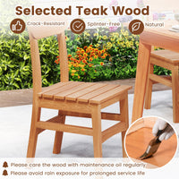 Tangkula Patio Teak Wood Chair Wooden Armless Dining Chair