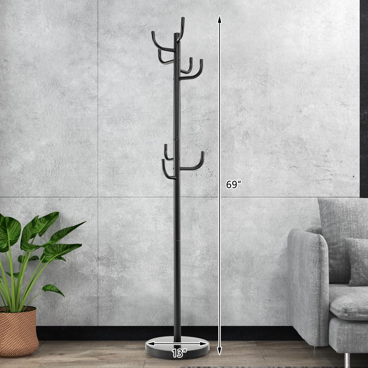 Tangkula Coat Rack Freestanding Heavy Duty Metal Coat Tree