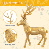 Tangkula Standing Reindeer Statue, Aluminum Deer Sculpture for Indoors, Christmas Reindeer Decor Statue for Home Office Shop School