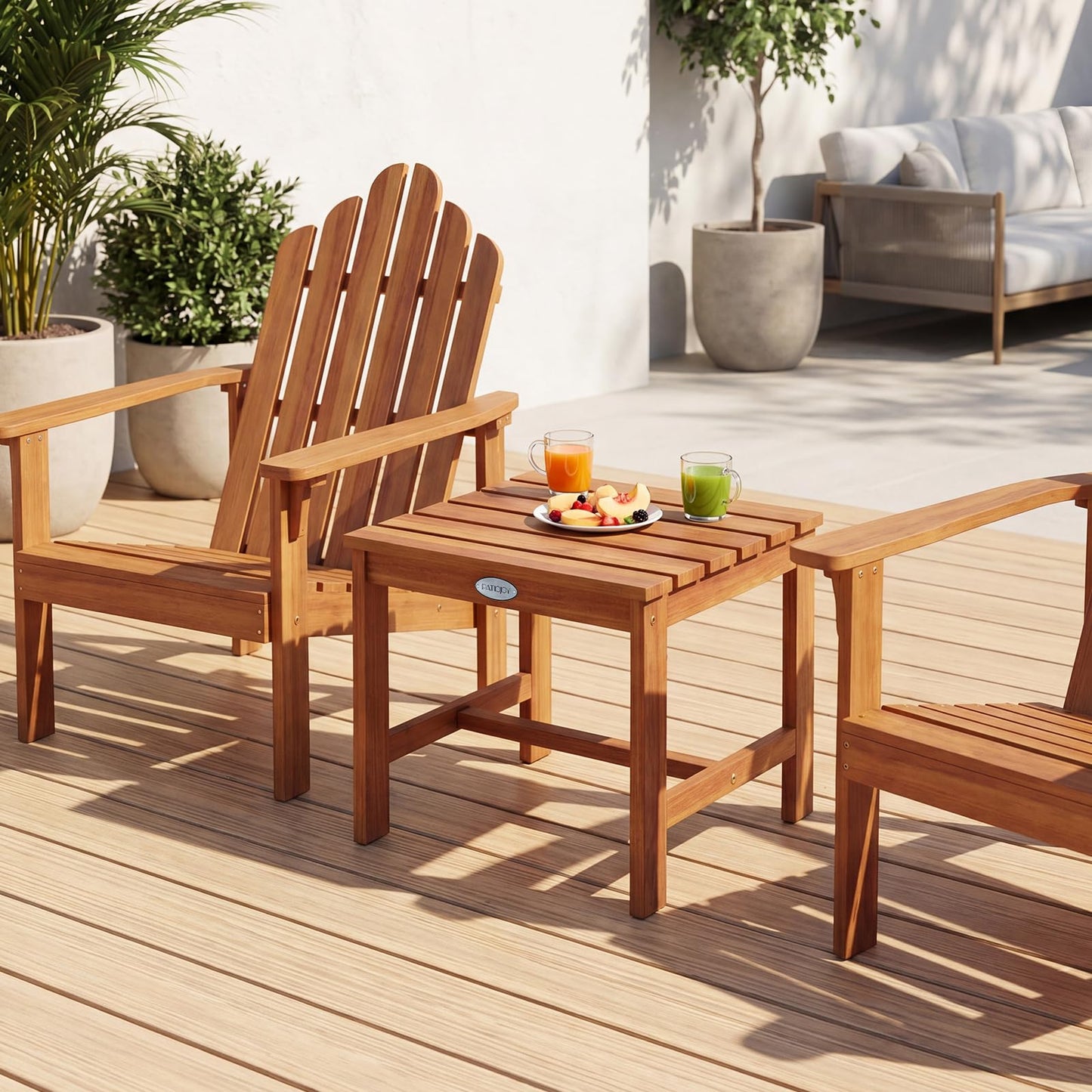 Tangkula 17" Patio Acacia Wood Side Table