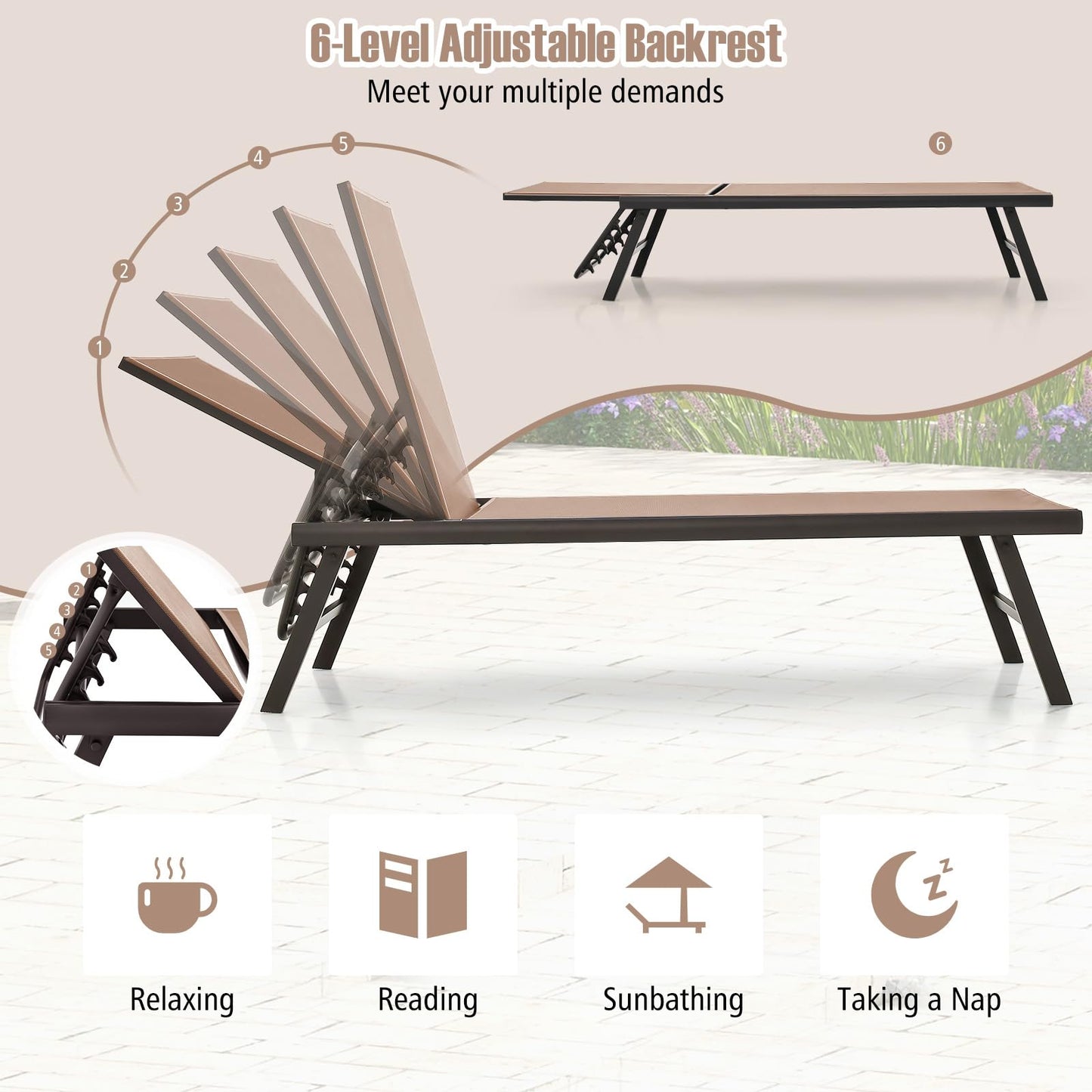 Tangkula 3 Piece Patio Chaise Lounge Set with Coffee Table