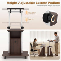 Tangkula Mobile Lectern Podium Stand for Home School