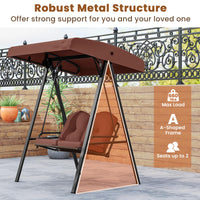 Tangkula 2 Person Porch Swing, Patio Swing with Adjustable Canopy