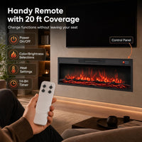Tangkula 36/40 Inch Recessed Electric Fireplace