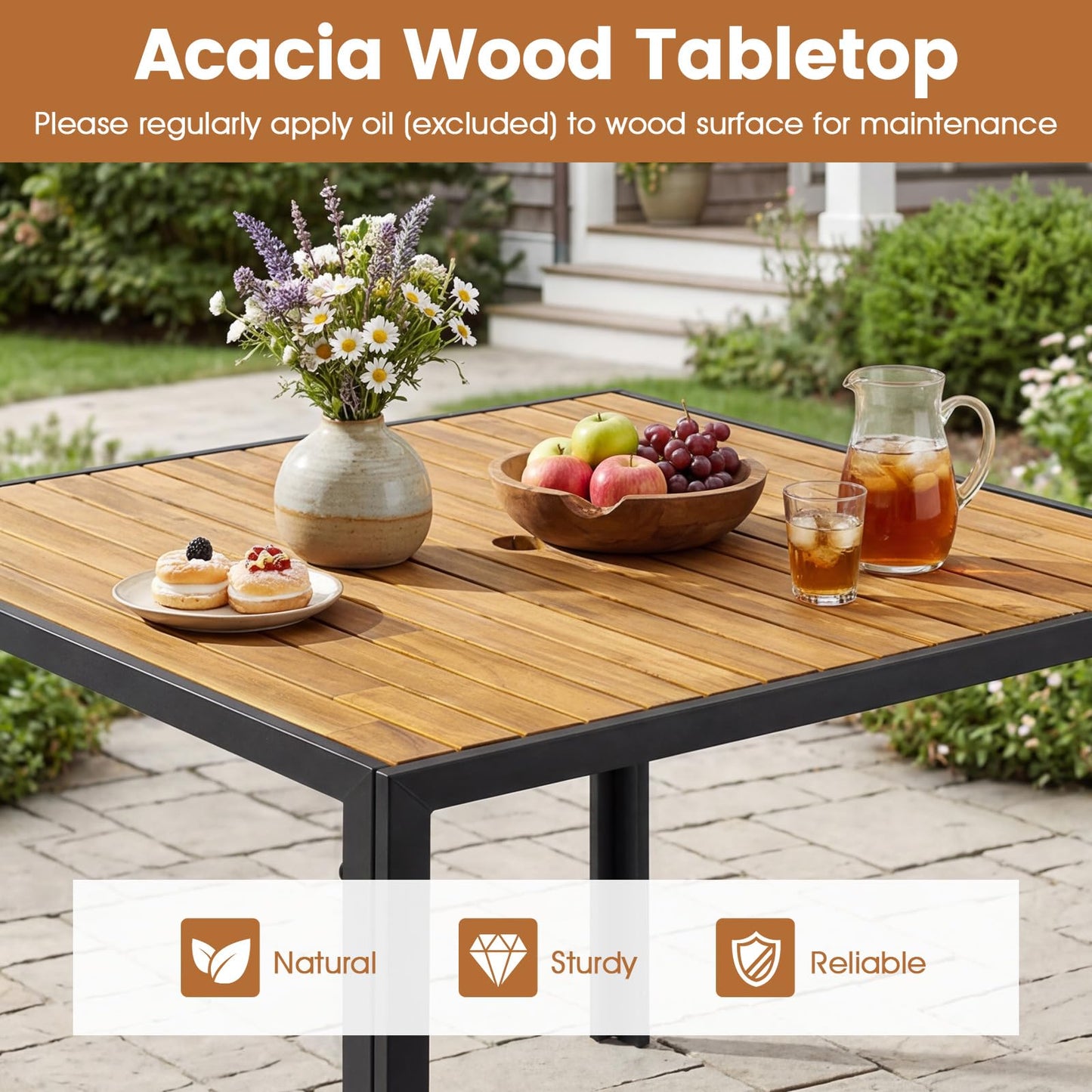Tangkula 36" Square Patio Dining Table for 4