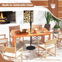 Tangkula Patio Dining Table with Umbrella Hole