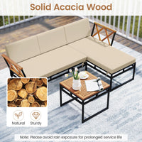 Tangkula 3 Pieces L-Shaped Outdoor Furniture Set