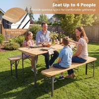 Tangkula 3 Piece Folding Picnic Table with 2 Benches