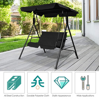 Tangkula 2-Person Patio Swing, Outdoor Yard Swing with Canopy & Cushion, Weather Resistant Steel Lounge Swing Chair