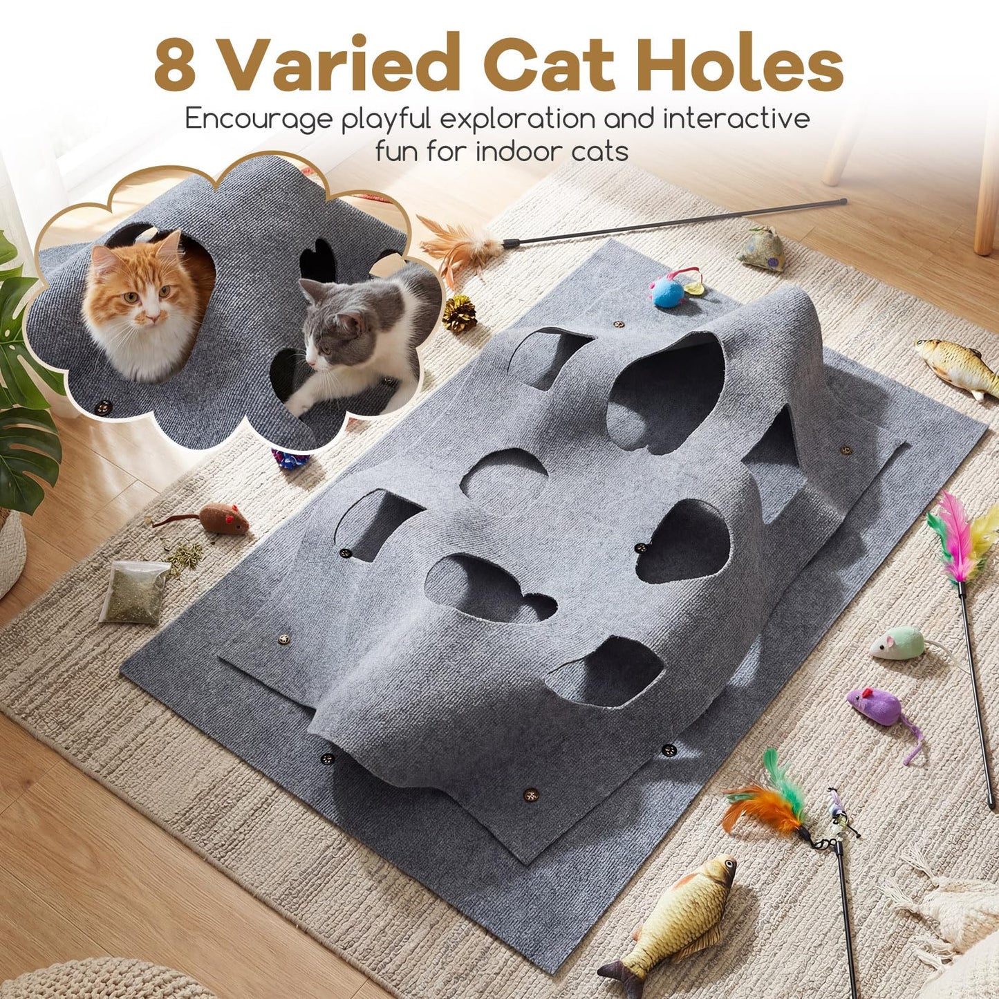 Tapis tunnel rectangulaire Tangkula 48" x 36" pour chats d'intérieur