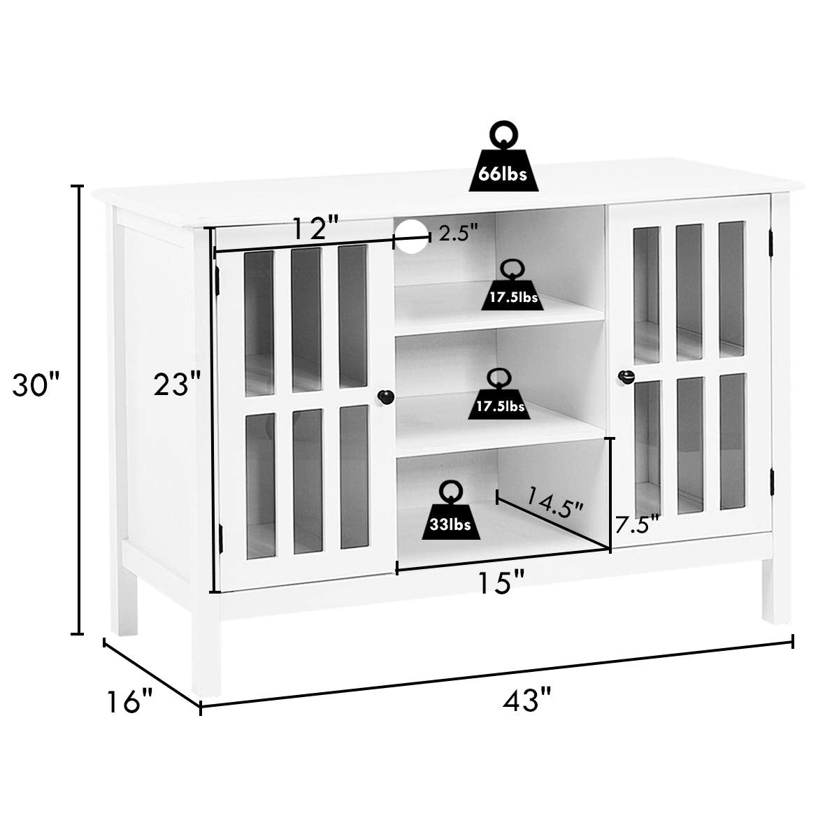 Tangkula Wood TV Stand, Classic Design Storage Console Free Standing Cabinet for TV up to 50"