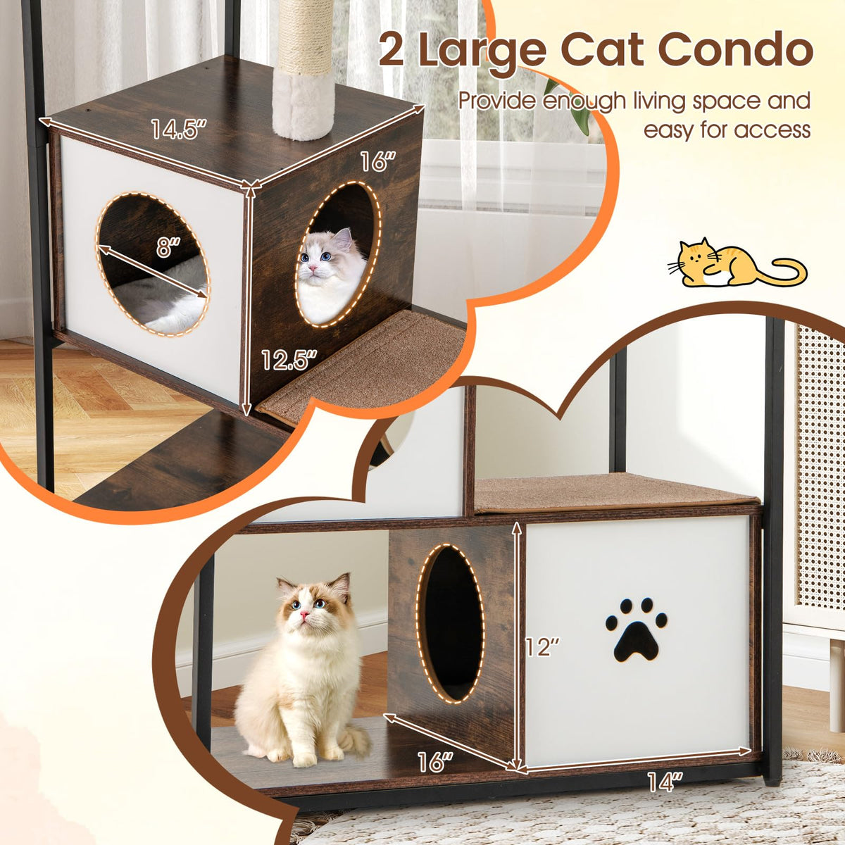 Tangkula Modern Cat Tree 52 Inch Multi-Level Cat Tower for Indoor Cats