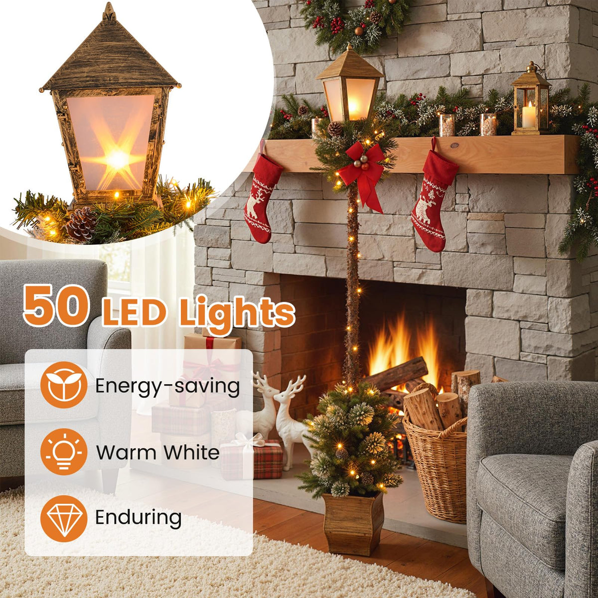 Tangkula 6.1 FT Christmas Lighted Street Lamp