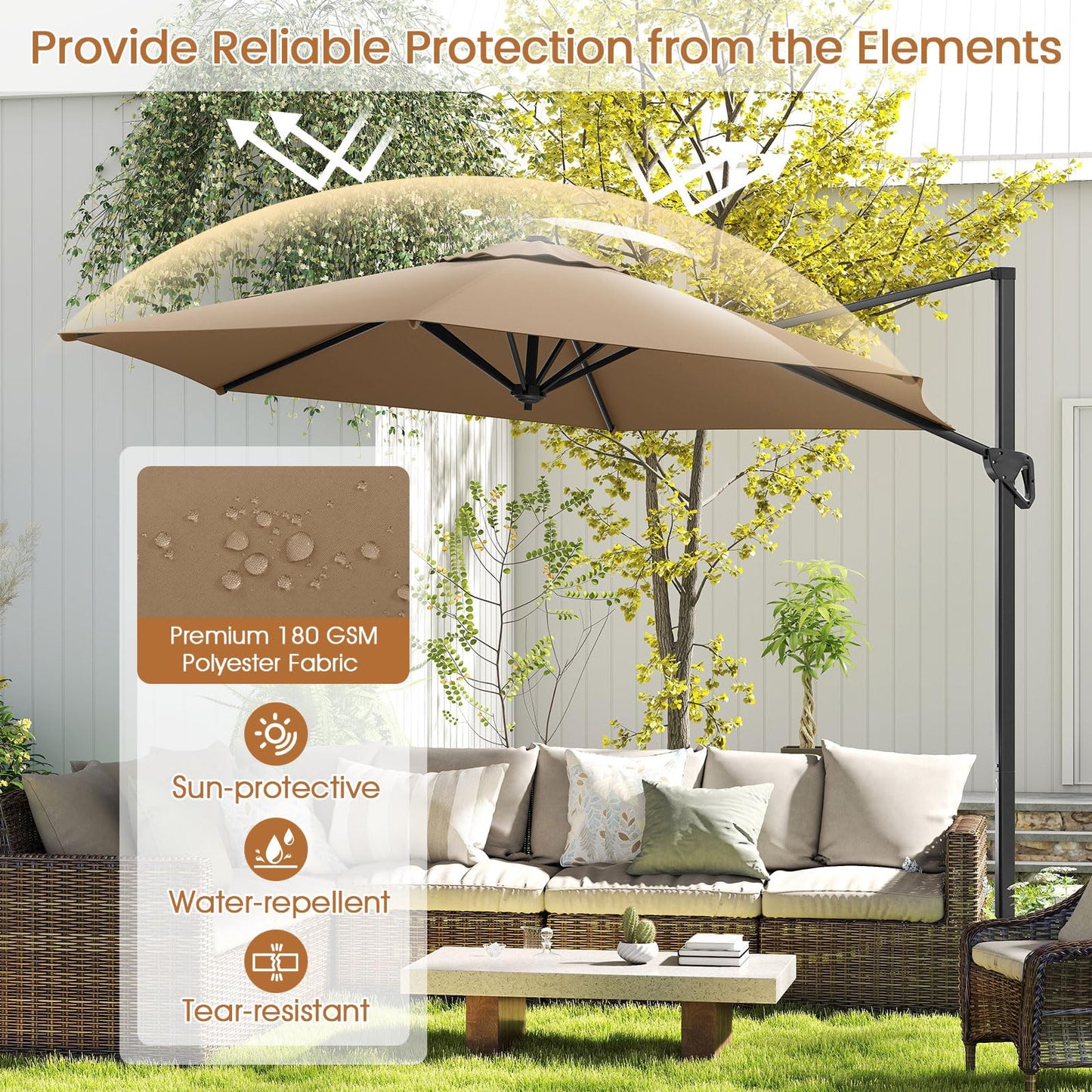 Tangkula 9 FT Cantilever Patio Umbrella for Pool Backyard Garden Deck