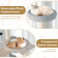 Tangkula Modern Cat Tree, 44 Inch Multi-Level Cat Tower with Removable Padded Top Perch