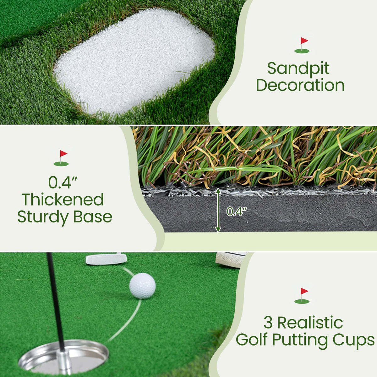 Tangkula 10 FT Golf Putting Green with Realistic Artificial Grass Turf